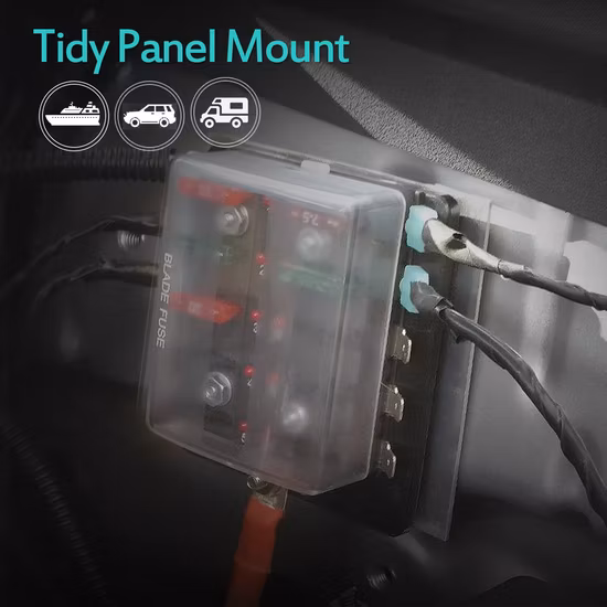8 Way LED Illuminated Automotive Blade Fuse Holder Box 10-Circuit Fuse Block with Cover